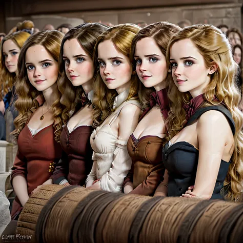 four girls based on harry potter movies (blonde, brunette, redhead) cartoon character