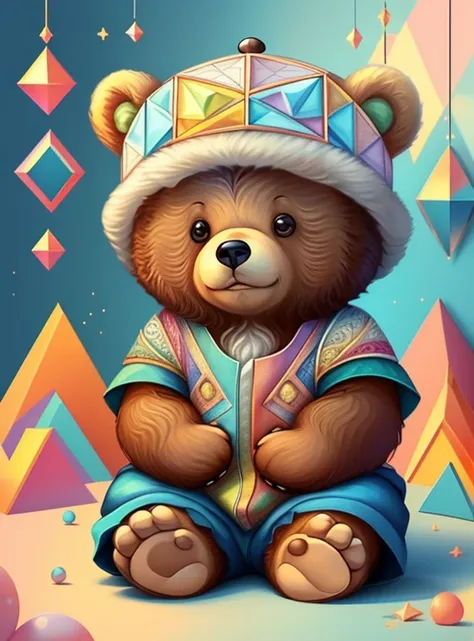 (cute baby bear with a hat), Munchkin ,Geometric multidimensional wall portrait, livro de arte, Tchibi,
Yang08k, Beautiful, Colouring,
Obras, of the highest quality, best quality, Arte Oficial, Beautiful and Aesthetic,