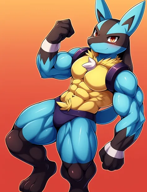 anime, Lucario, machi, Dagasi, Enfoque animal, (Pokémon), (solamente), Ojos lindos, linda sonrisa, ((Symmetrical)), Anatomically correct, muslos musculosos enormes, chest muscles, enorme, Wavy biceps, big size ass, Muscle muscles of the shoulders,Obra maes...