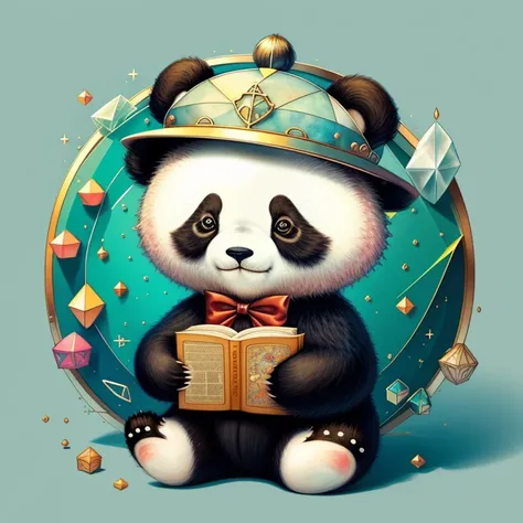 (cute stuffed panda with hat), Munchkin ,Geometric multidimensional wall portrait, livro de arte, Tchibi,
Yang08k, Beautiful, Colouring,
Obras, of the highest quality, best quality, Arte Oficial, Beautiful and Aesthetic,