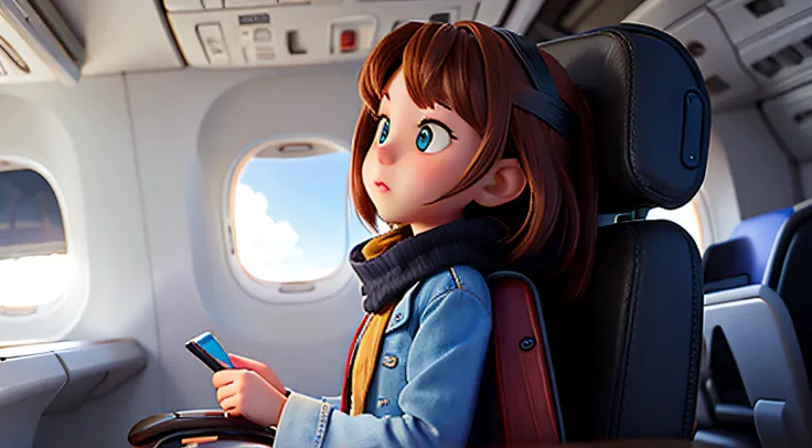 girl sitting in an airplane chair