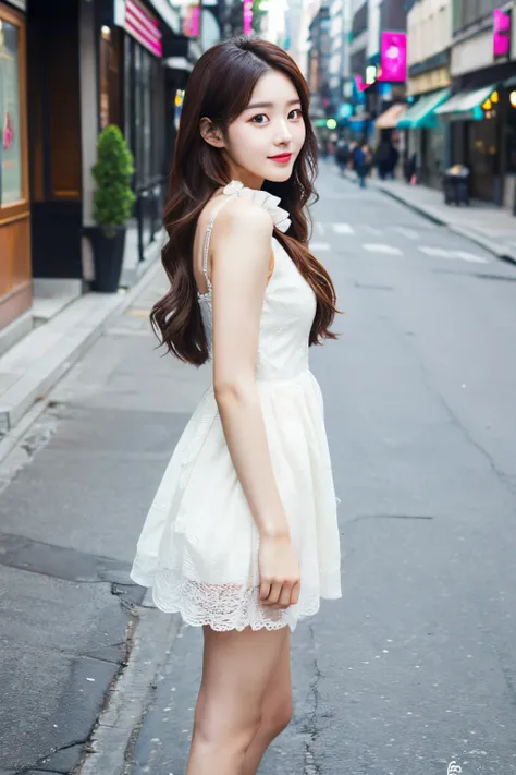 a beautiful, 25-year-old Korean girl, with a beautiful, realistic and feminine face, dressed in a way characteristic for Korean fashion, upper body shot