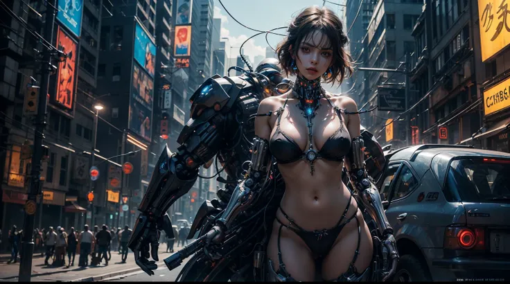 ((extremely delicate and beautiful cybernetic girl)), ((mechanical limbs)), ((detailed face and eyes)) (blood vessels connected to tubes), (mechanical vertebrae), ((mechanical cervical attaching to neck)), (wires and cables attaching to neck:1.2), ((mass o...