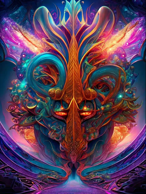 a sexy cthulhu in center in a psychedelic and surreal spiral world, ultra-detailed, ultra sharp , with vibrant colors and lighti...