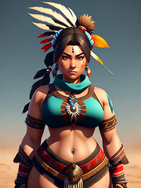 Fortnite female character with sexy face and curvy body native american warrior