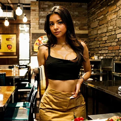 Latina au restaurant chic