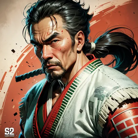 comic book style, an old Samurai wearing karate clothes --auto --s2