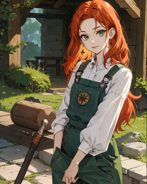 barnet, nobre, ruiva, olhos verdes, branca, roupas vitoriana, brown overalls, anime, rpg, medieval