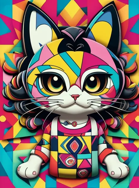 ( cute cat)),(Romero Brito )) , EDUARDO Cobra , Twin ,multidimensional geometric wall PORTRAIT, Belas Artes, Chibi,
Quantidade016K, bonito, Colorir, grinalda ,
Principais obras, Excelente qualidade, Best quality at best, Belas artes oficiais, Beautiful and...