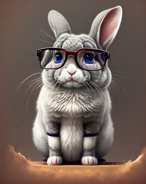 gray rabbit wearing glasses