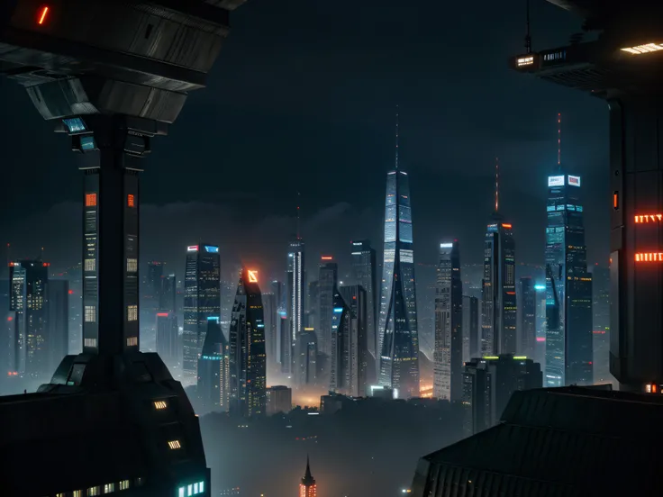 blade runner, futuristic, cyberpunk, city, mountains, scenic, impressive, advanced, buildings, technology, high quality photography,