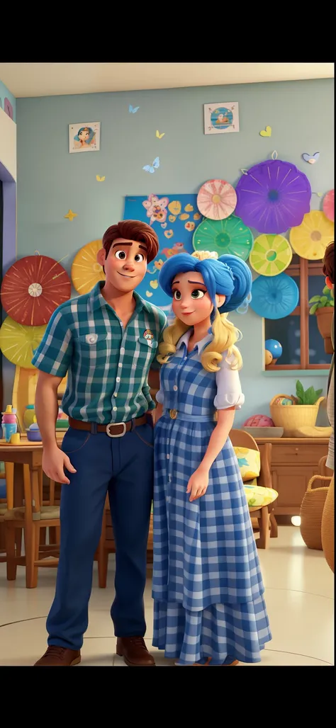 casal no estilo disney pixar, ela.loira e ele cabelos castanhos , melhor qualidade