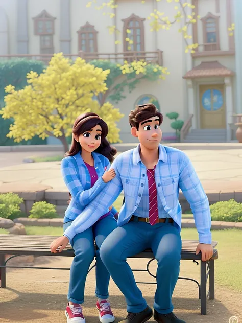 casal homem e mulher no estilo Disney Pixar, alta qualidade, melhor qualidade