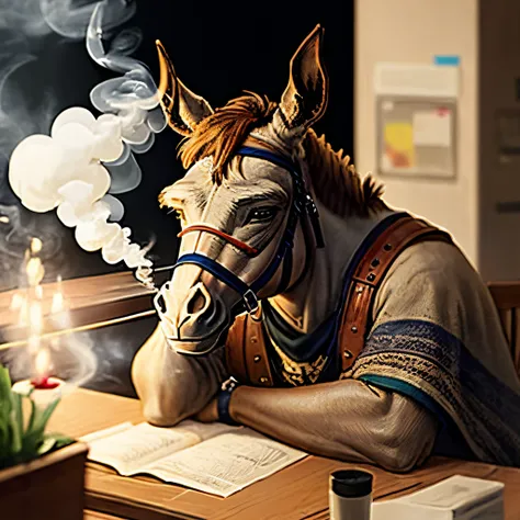 A rich donkey smokes