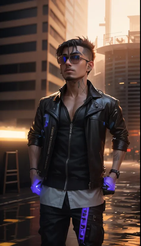 Change background cyberpunk handsome boy, realistic face 8k, ultra realistic,