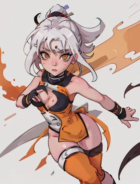 Sexy Naruto girl, white haired and amber brown eyes, ninja