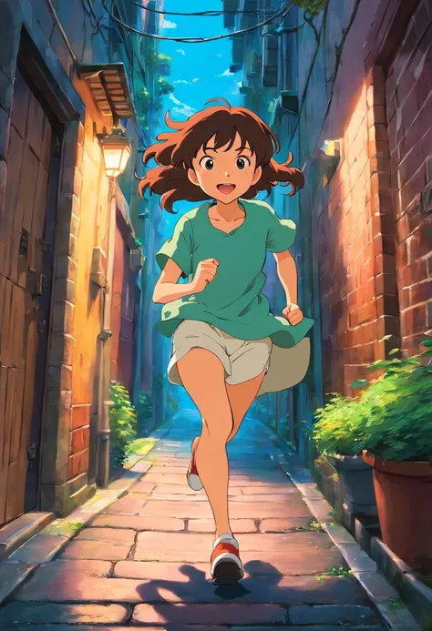 Beverly Chandra running in the alleyway