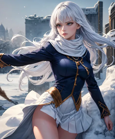 (best quality,4k,8k,highres,masterpiece:1.2),ultra-detailed,(realistic,photorealistic,photo-realistic:1.37),snow white,sniper,navy costume,badass and sensual,ice-cold eyes,perfectly sculpted lips,hair flowing in the wind,sharpshooter extraordinaire,gracefu...