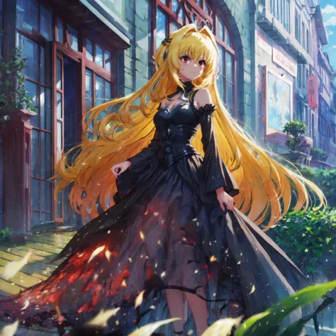 yami, blonde girl wearing black battle dress