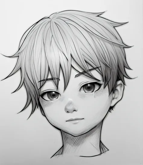 Boy drawing with short hair and tie, detailed anime soft face, detailed anime face, advanced face anime, anime shading), anime style drawing, seinen manga portrait, anime sketch, clean anime outline, clean detailed anime style, line art!!, cute natural ani...