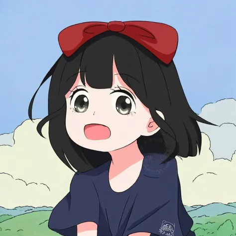 (best quality,4k,8k,highres,masterpiece:1.2),ultra-detailed,realistic,red bow headband,anime girl sitting on grass,lovely and expressive face,cute anime visuals,Studio Ghibli-inspired anime,2019 anime screenshot,flat anime style,cute anime face,anime girl ...