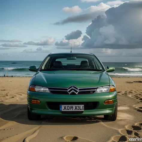 Carro importado, French from the 99s of the brand Citroen Model Xsara, Xsara Paris Dakar, Xsara Green, carro VTs, Xsara exclusive verde escuro rodas estrela, French car on Copacabana beach Xsara exclusive 1999