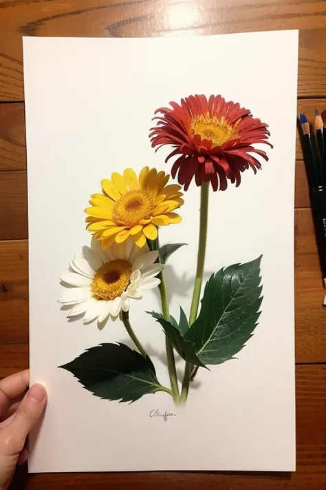 handpainted，illustration，ragged chrysanthemum