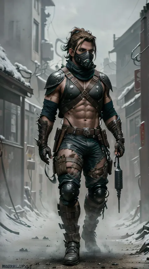 ((bradley cooper)) as kabal from mortal kombat, solo, short ponytail, (face covered by a respirator:1.2), wears a wasteland outf...