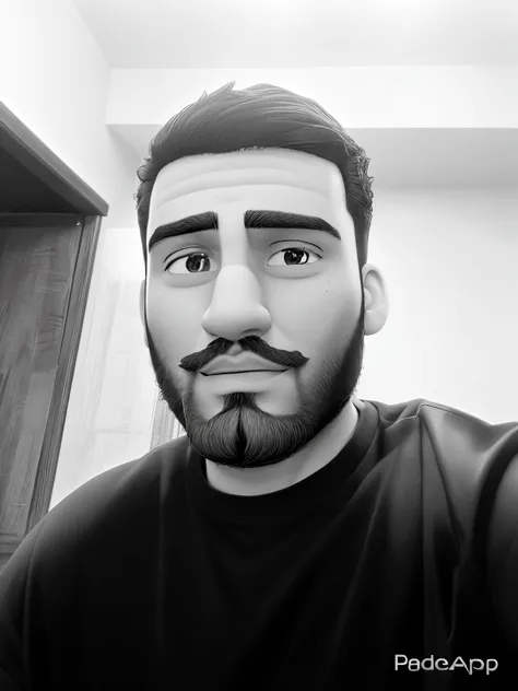 Arafed with a beard and a black shirt takes a selfie, around 1 9 years old, very very low quality picture, Beard, portait photo profile picture, Black and white picture, khyzyl saleem, selfie photography 8k, without beard and mustache, Ash Thorpe Heezil Sa...