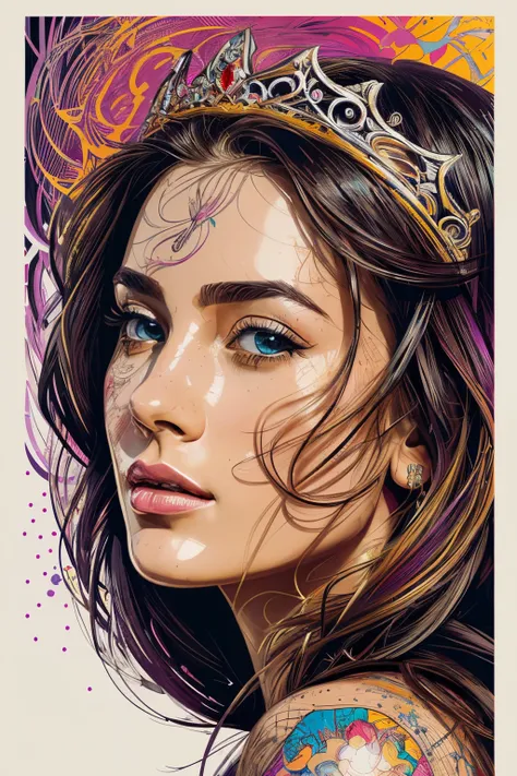 Highly detailed, High Quality, Masterpiece, beautiful, FISideRight cafe, right side angle, 1girl, solo, ((best quality)), ((masterpiece)), (detailed), perfect face, abstract beauty, Create a digital art work in pop art style, luxury elegance bold with hint...