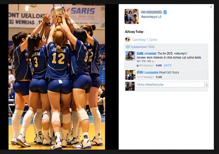 arafed image of a group of women volleyball players holding a trophy, facebook post 2012, wearing a volleyball jersey, facepalm, funny photo, menacing!!!, leaked photo, volleyball, viral photo, creepy!!!, tumblr contest winner, funny professional photo, ve...