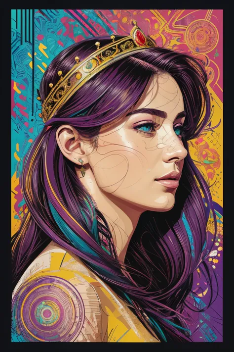 Highly detailed, High Quality, Masterpiece, beautiful, FISideRight cafe, right side face angle, 1girl, solo, ((best quality)), ((masterpiece)), (detailed), perfect face, abstract beauty, Create a digital art work in pop art style, luxury elegance bold with...