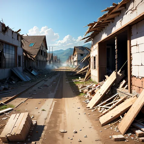 destroyed houses