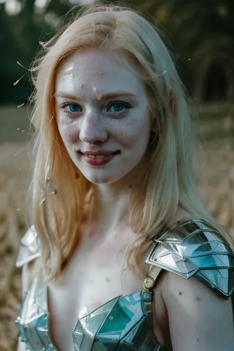 Ultra realistic photography of dbwl woman with many huge beauty marks on her natural pale white skin  ,    (medium shot:1.1) ,  (full body portrait:.9), 
 (SFW),  ((((wearing crystal)) knight armor)), glowing, sparkle, upper arms,  ((in frame)),  

 ((figh...