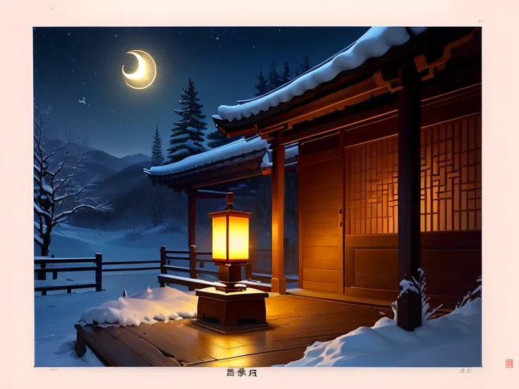 A little Zen lamp and a half moon，It&#39;s colder tonight than last night。