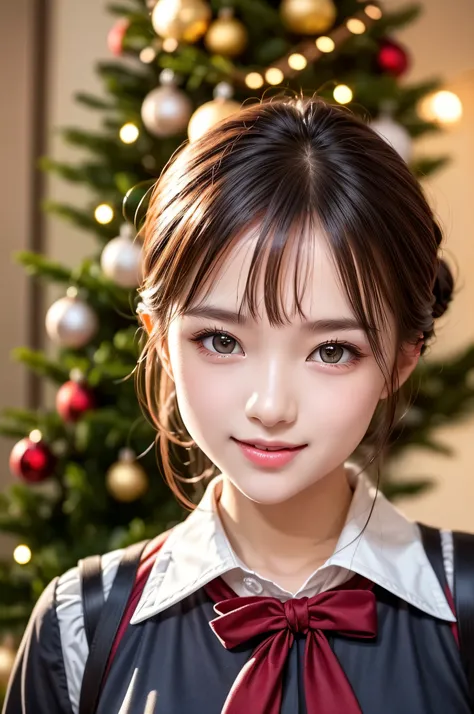 (1 cute girls), Extremely cute, Amazing face and eyes, (Beautiful lovely smile), (extremely detailed beautiful face), bright and shiny lips, (School uniform, Pleated skirt:1.3), (Best Quality:1.4), (hyper quality), (Ultra-detailed), (Hyper-realistic, Photo...