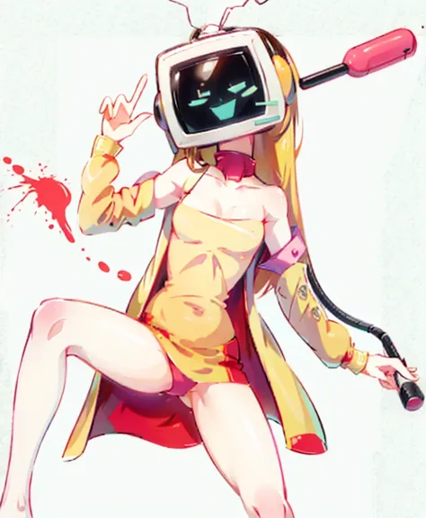 replace her head vith a tv,fullbody