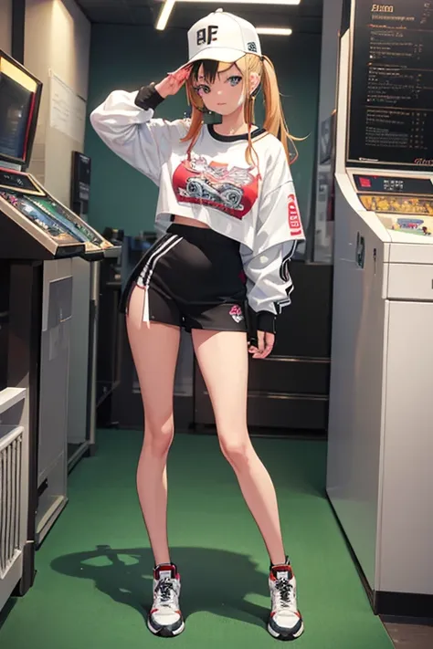 ((best quality)), ((masterpiece)), (detailed), female ((perfect face)), full body pose, streetwear, pinball, mature