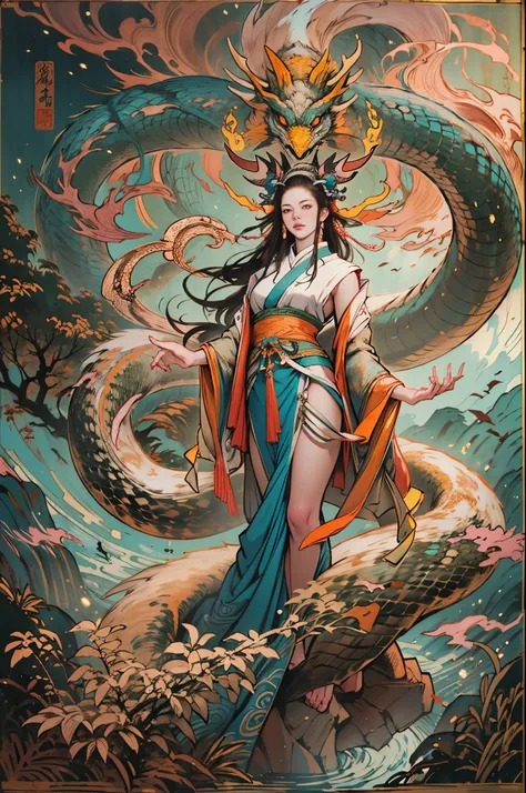 depicts the ancient goddess of creation，nuwa is the creation goddess in chinese mythology（snake tail：1.6）。this is a great goddes...