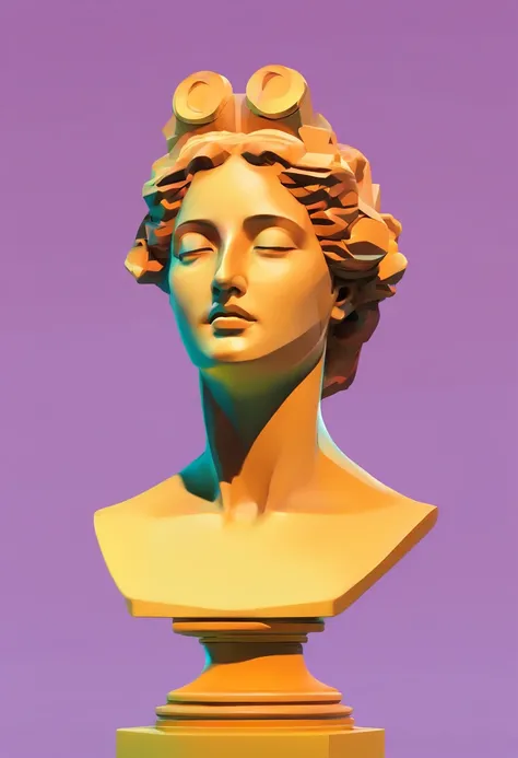 Close-up of a statue of a woman, Colorful classical statues, greek godness portrait sculpture, Classic art, bust and beautiful neck, Michelangelo&#39;s education, classicism artstyle,Paper cut art style, candy colored neon lights, simple, Elegant, bright.。...