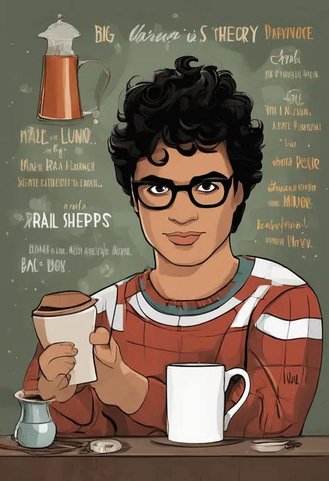 A photo of a cute, nerdy coffee mug with a science pun printed on it,The Big Bang Theory,Raj is an Indian man with black hair and brown eyes, portrayed by Kunal Nayyar, male