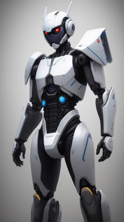 Cool humanoid combat android from the near future。The base color is white