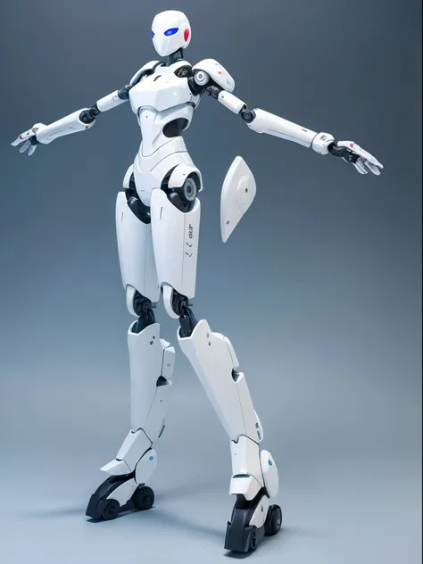 A cool humanoid robot for battle in the near future, the color is white so you can see the design of the whole body.