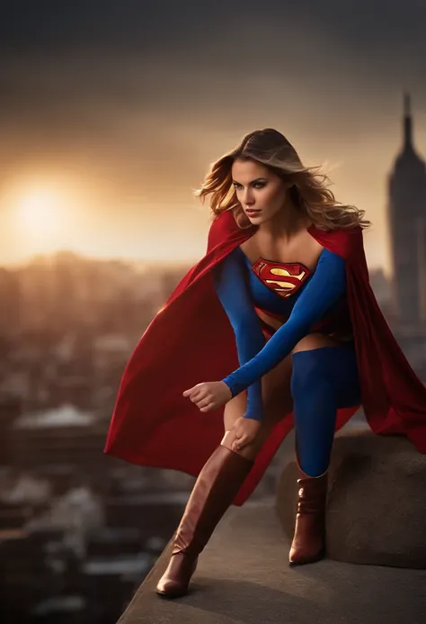 (best quality,4k,8k,highres,masterpiece:1.2),ultra-detailed,(realistic,photorealistic,photo-realistic:1.37),sexy,main:supergirl, detailed:beautiful eyes,beautiful lips,extremely detailed face,longeyelashes,skimpy costume,body-hugging suit,confident express...