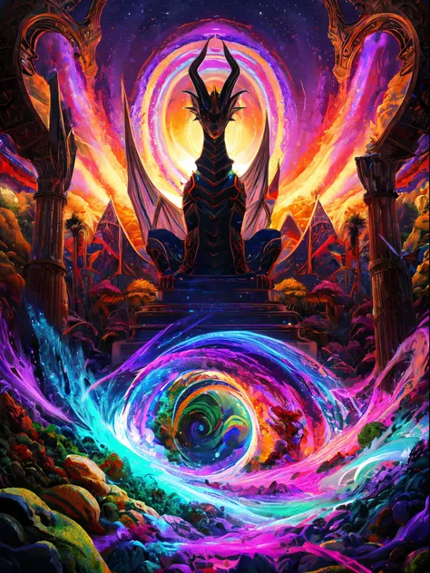 Mindblowing Art " yiff sexy Dragon furry in a psychedelic and surreal world, ultra-detailed, with vibrant colors and lighting effects, creating a masterpiece with 8k and 4k resolution. sexy Dragon is depicted with intricate details, merging with the surrou...