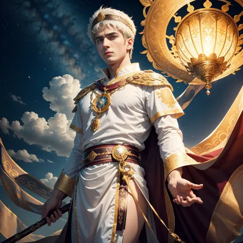 Roman Emperor Constantine the Great。Adults。1 male。Calm and serious expression。calm and authoritative。forceful。Late Roman Empire。late roman costume。has eyes like a lion。thick neck。broad shoulder。It&#39;s peaceful but、Be ruthless when necessary。Magnificent。c...