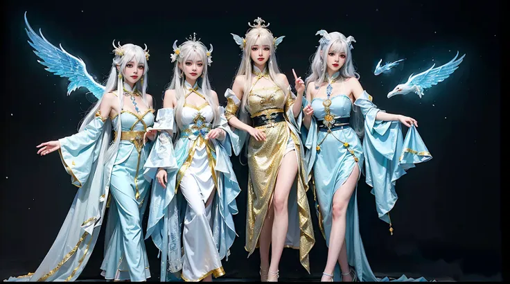 a close up of a woman in a costume on a stage, full body xianxia, beautiful celestial mage, a stunning young ethereal figure, a beautiful fantasy empress, astral witch clothes, sha xi, flowing magical robe, white hanfu, xianxia fantasy, belle delphine, eth...