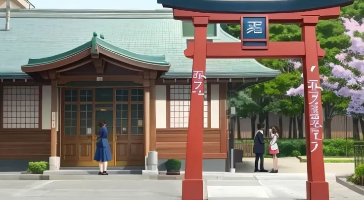 Anime scene of a woman and a man standing in front of a building, anime scene, anime yulu camp, Screenshots from the 2012 animation, Screenshot of the animated movie, Still from TV animation, Today’s recommended anime is still, Still from anime, anime movi...