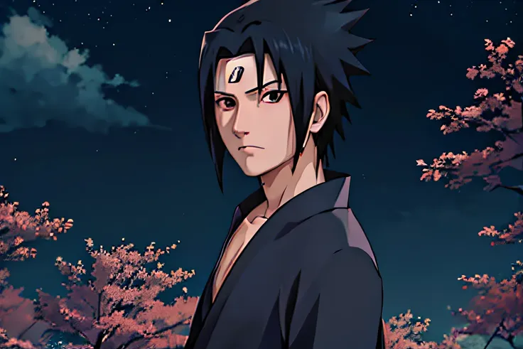 uchiha sasuke, naruto, estilo anime, synthwave, corpo inteiro, 8k, altamente detalhado, roupas extremamente detalhadas,sorriso b...