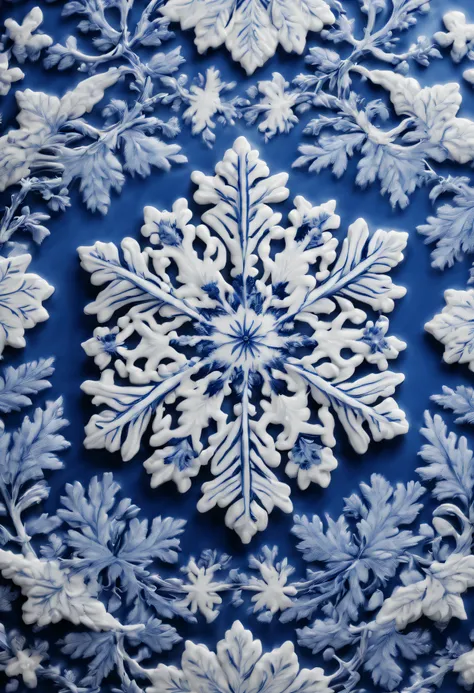 Best quality at best,4K,8K,A high resolution,tmasterpiece:1.2,ultra - detailed,actual:1.37,sportrait,Beautiful snowflake pattern,Blue and white porcelain, closeup cleavage, Sophisticated AND Intricate Details, Traditional craftsmanship, vivd colour, shiny ...